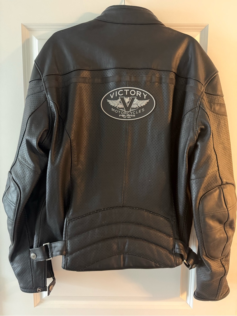 Victory Motorcycles Black Perforated Leather Bomber Jacket